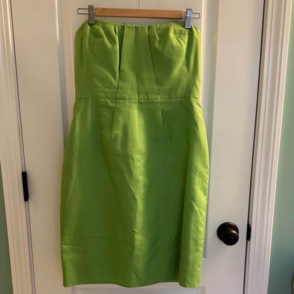J. Crew Strapless Dress in Vibrant Green